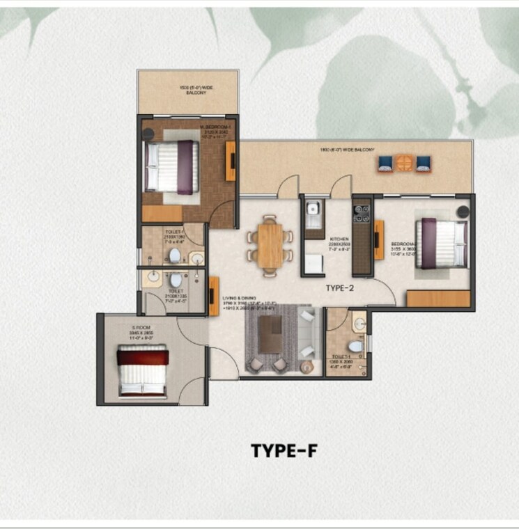 Floor Plan, jms-group-silver-living 3 Bedroom 1410 Sq.Yd. Apartment In Sector 95 Gurgaon 8595802