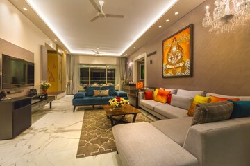 Living Room in 4 BHK Apartment at Lodha Bellissimo, Mahalaxmi – for Rent