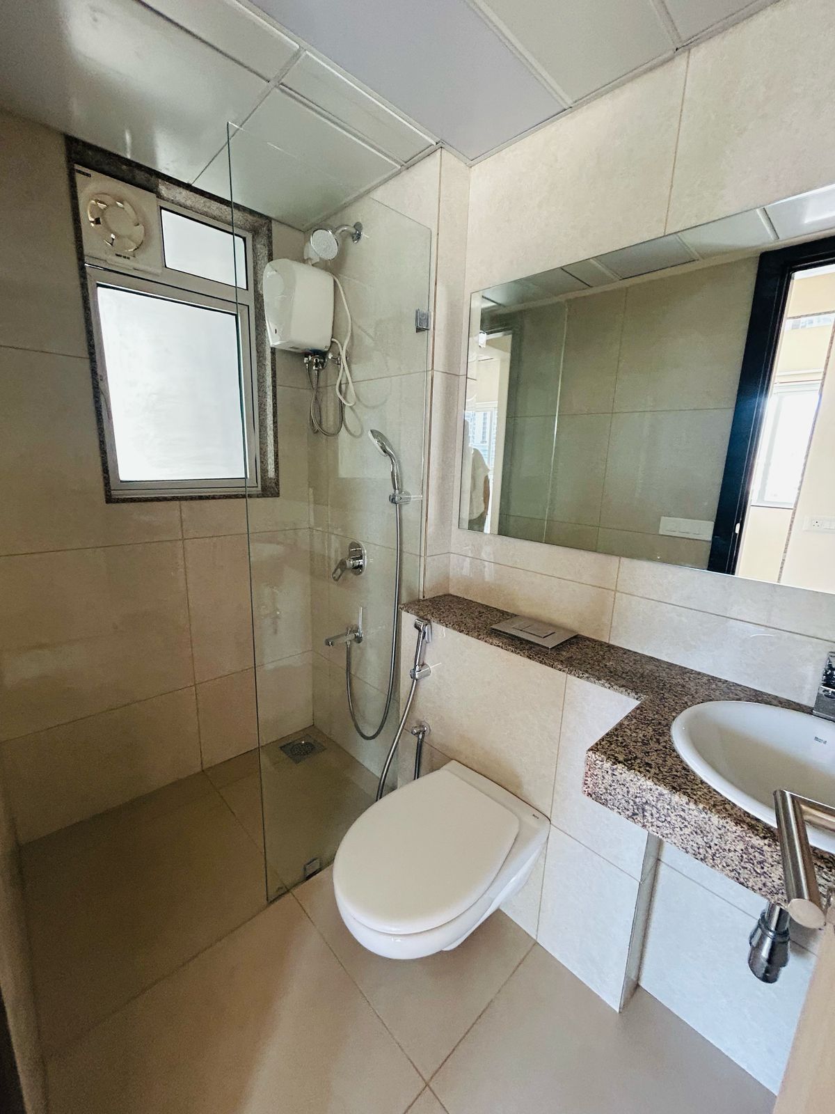 Bathroom in 1 BHK Apartment at LnT Veridian, Powai – for Rent