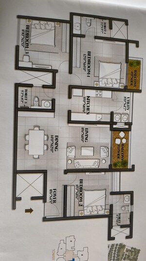 Floor Plan in 3 BHK Apartment at Avalon Park At The Prestige City, Sarjapur Road – for Sale