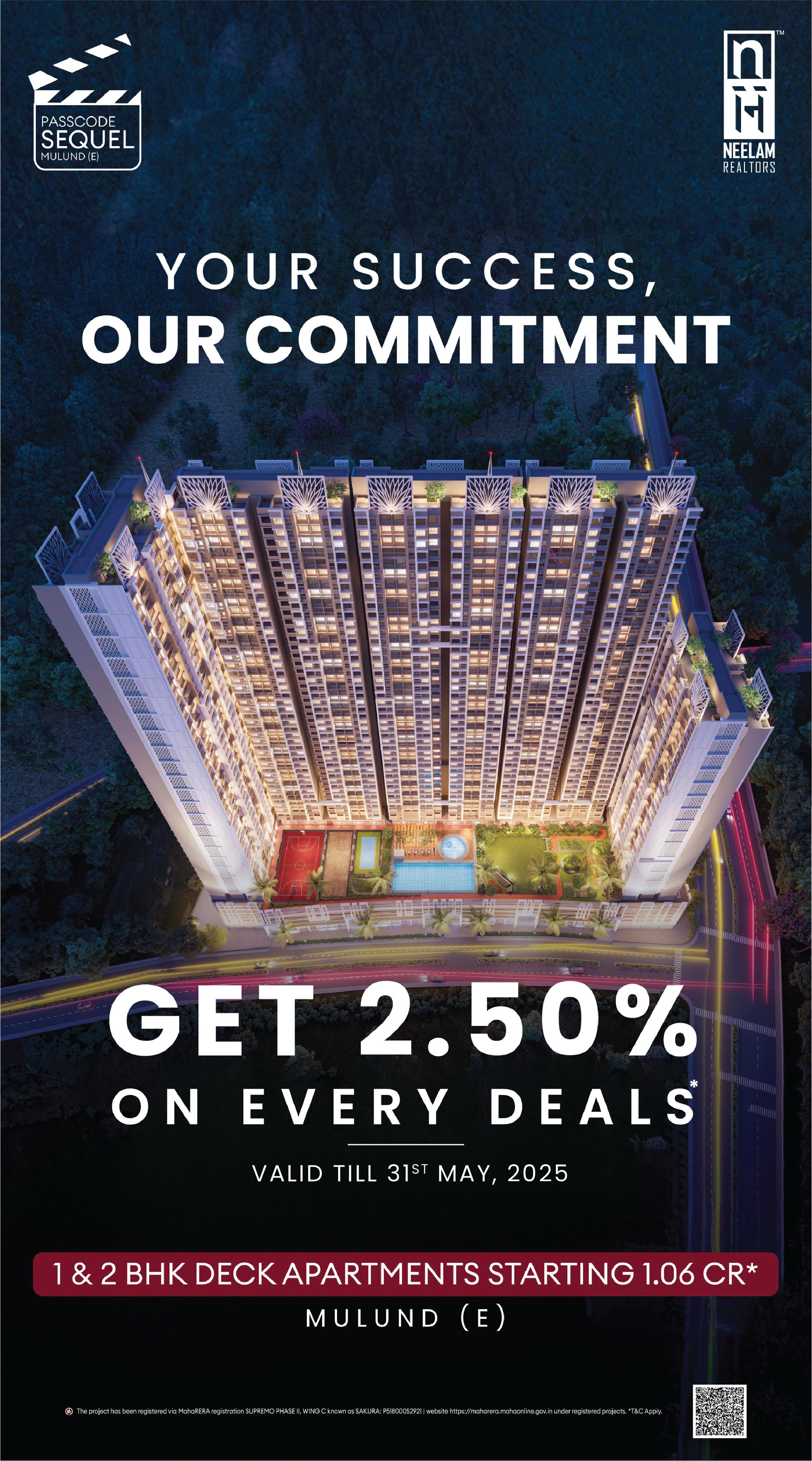 1 BHK + Pooja Room,Study Room Apartment For Sale in Neelam Sequel Mulund East