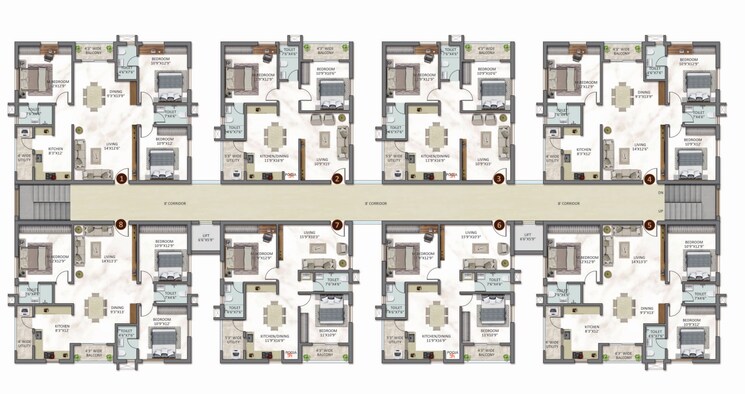 Floor Plan, bachupally 3 Bedroom 1560 Sq.Ft. Apartment In Bachupally Hyderabad 8596741