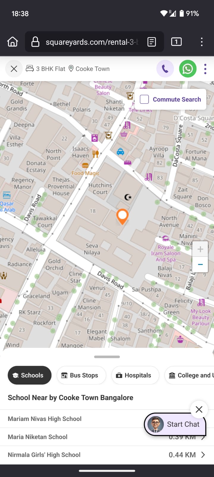 3 BHK Apartment For Rent in Elegant Pride Cooke Town