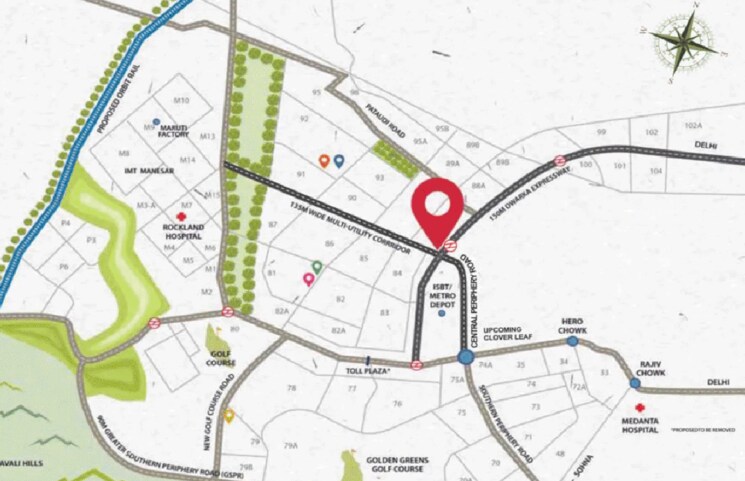 Map Location, aipl-joy-district Commercial Shop 600 Sq.Ft. In Sector 88 Gurgaon 8597323