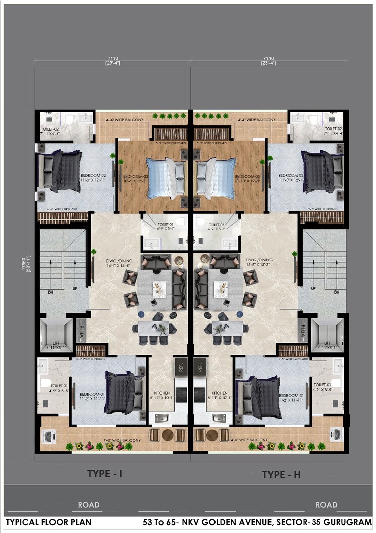 Floor Plan, nkv-golden-avenue 3.5 Bedroom 160 Sq.Yd. Builder Floor In Sohna Sector 35 Gurgaon 8598562