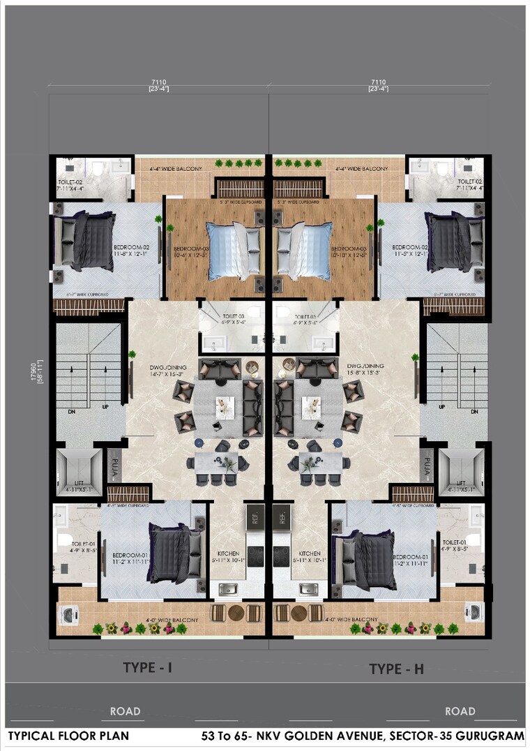 Floor Plan, nkv-golden-avenue 3.5 Bedroom 160 Sq.Yd. Builder Floor In Sohna Sector 35 Gurgaon 8598562