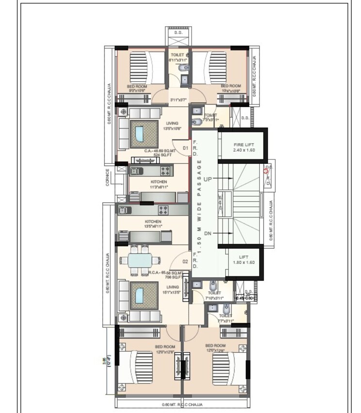 Floor Plan, chembur-gaothan 2 Bedroom 711 Sq.Ft. Apartment In Chembur Mumbai 8601411