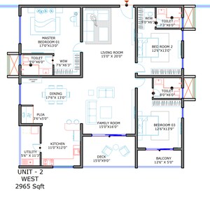 Floor Plan in 3 BHK Apartment at SAS Diamond Towers, Financial District – for Sale