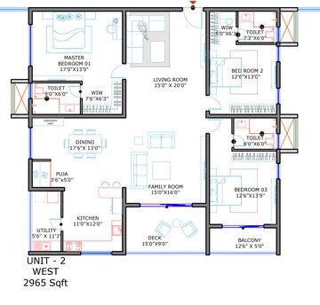 Floor Plan in 3 BHK Apartment at SAS Diamond Towers, Financial District – for Sale