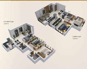 Floor Plan in 2.5 BHK Apartment at Pentagon Mantri Our Home, Andheri West – for Sale