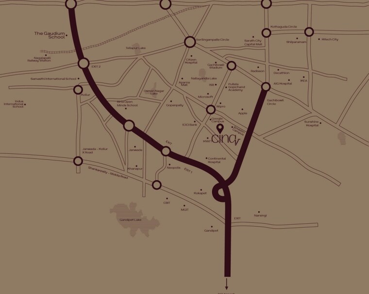 Map Location, financial district 4 Bedroom 3589 Sq.Ft. Apartment In Financial District Hyderabad 8601829