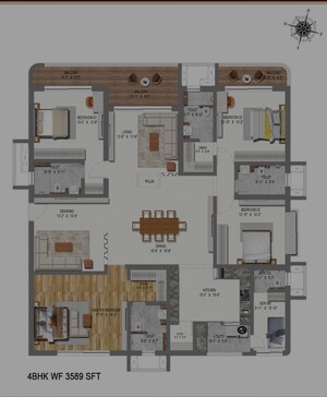 Floor Plan in 4 BHK Apartment at Financial District – for Sale