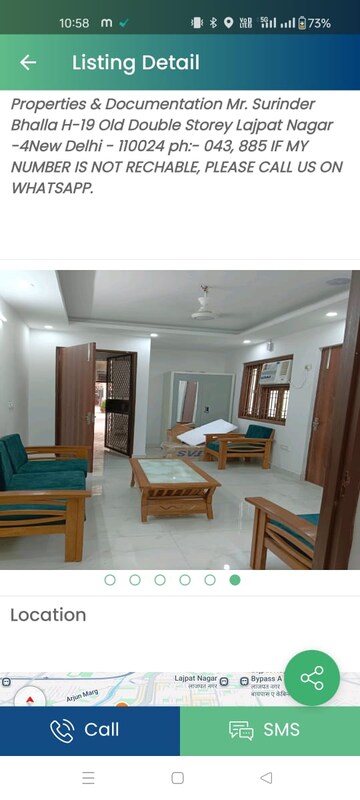 Living Room in 1 BHK Independent House at Lajpat Nagar 4 – for Rent