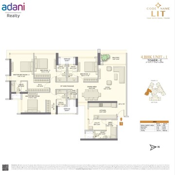 Floor Plan in 3 BHK Apartment at Adani Codename LIT, Thane West – for Sale
