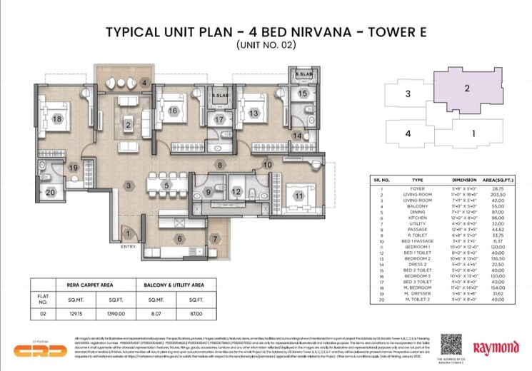 Floor Plan, raymond-the-address-by-gs 3 Bedroom 1202 Sq.Ft. Apartment In Bandra East Mumbai 8604801