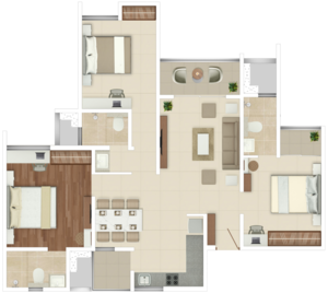 Floor Plan in 3 BHK Apartment at Rohan Ekanta, Gunjur – for Sale