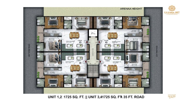 Floor Plan, ultima-107 2 Bedroom 1725 Sq.Ft. Builder Floor In Sector 104 Noida 8606333
