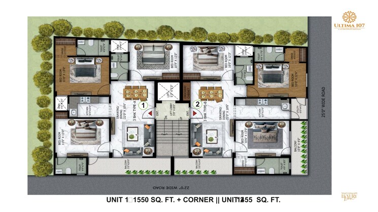 Floor Plan, ultima-107 2 Bedroom 1725 Sq.Ft. Builder Floor In Sector 104 Noida 8606333