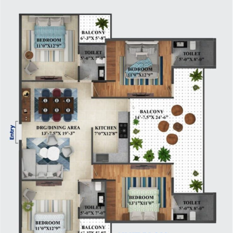 Floor Plan, adore-legend 4 Bedroom 2040 Sq.Ft. Apartment In Sector 84 Faridabad 8608010