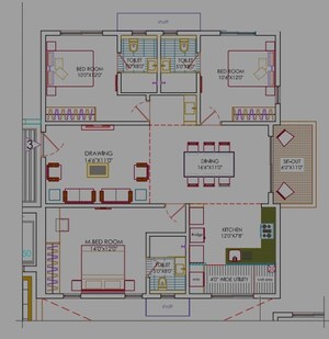 Floor Plan in 3 BHK Apartment at Narsingi – for Sale