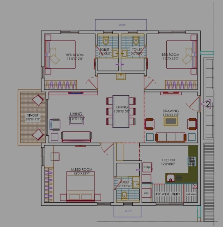 Floor Plan, ramky-one-odyssey 3 Bedroom 1819 Sq.Ft. Apartment In Narsingi Hyderabad 8608060