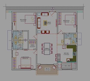 Floor Plan in 3 BHK Apartment at Ramky One Odyssey, Narsingi – for Sale