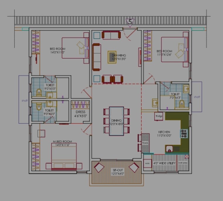 Floor Plan, ramky-one-odyssey 3 Bedroom 1915 Sq.Ft. Apartment In Narsingi Hyderabad 8608069