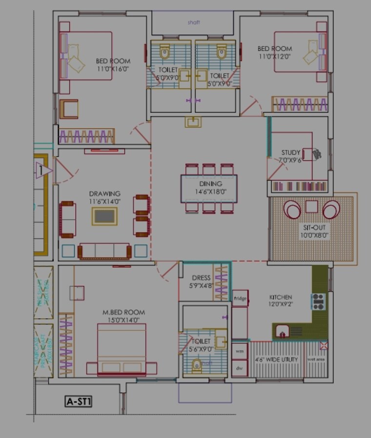 Floor Plan, ramky-one-odyssey 3.5 Bedroom 2160 Sq.Ft. Apartment In Narsingi Hyderabad 8608073