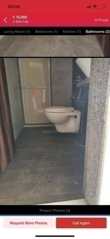Bathroom in 1 BHK Apartment at Raunak Bliss B2, Ghodbunder Road – for Rent