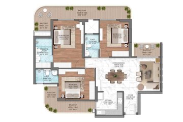 Floor Plan in 3 BHK Apartment at Mahagun My Laagoon, Sector 12 Greater Noida – for Sale