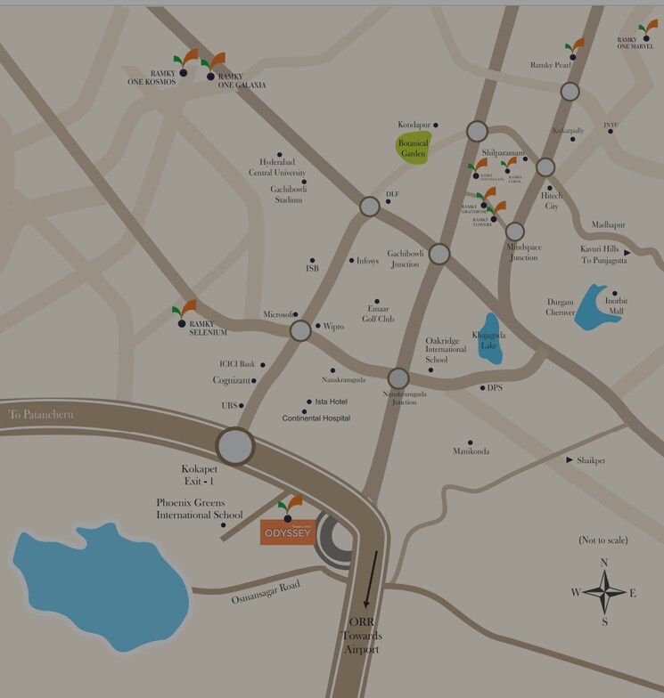 Map Location, ramky-one-odyssey 3 Bedroom 2165 Sq.Ft. Apartment In Narsingi Hyderabad 8615389