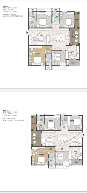 Floor Plan in 3.5 BHK Apartment at GHR The Cascades Neopolis, Kokapet – for Sale