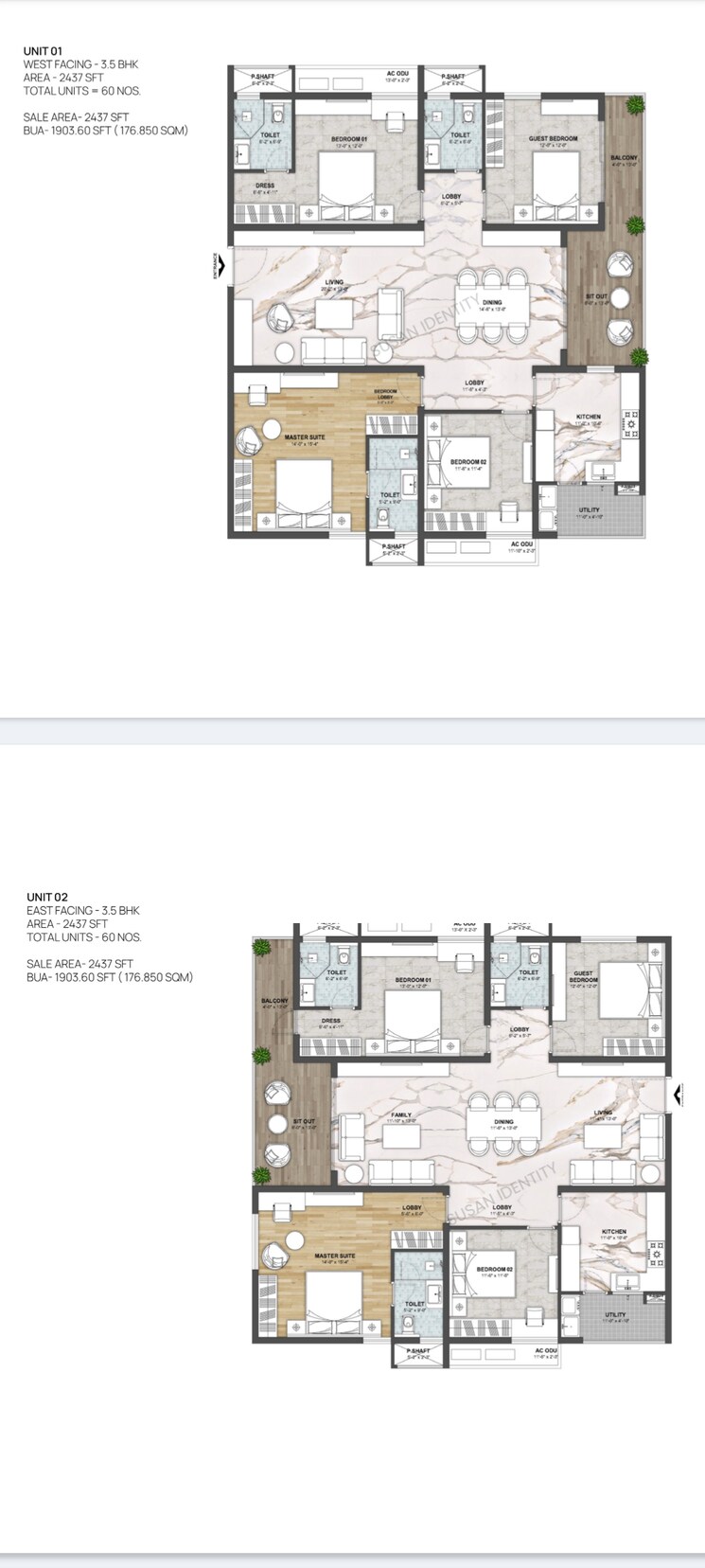 Floor Plan, ghr-the-cascades-neopolis 3.5 Bedroom 2450 Sq.Ft. Apartment In Kokapet Hyderabad 8615954