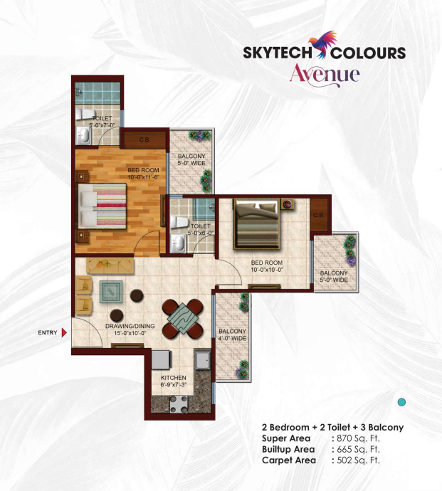 2 BHK 1020 Sq.Ft. Apartment in Skytech Colour Avenue