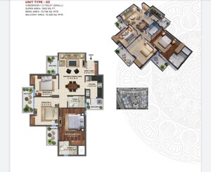Floor Plan in 3 BHK Apartment at Express Astra, Sector 1 Greater Noida – for Sale