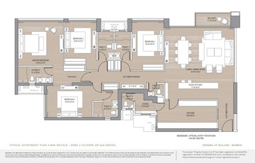 Floor Plan in 4 BHK Apartment at Oberoi Enigma, Mulund West – for Sale