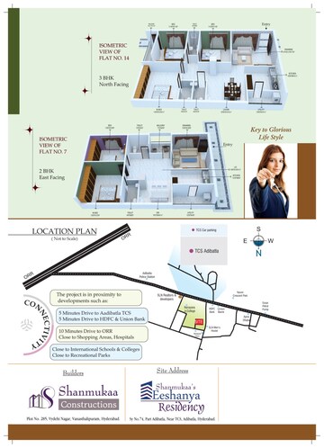 Floor Plan in 3 BHK Apartment at Shanmukaa Sankalpa Meadows, Adibatla – for Sale
