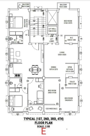 Floor Plan in 2.5 BHK Apartment at New Town – for Sale