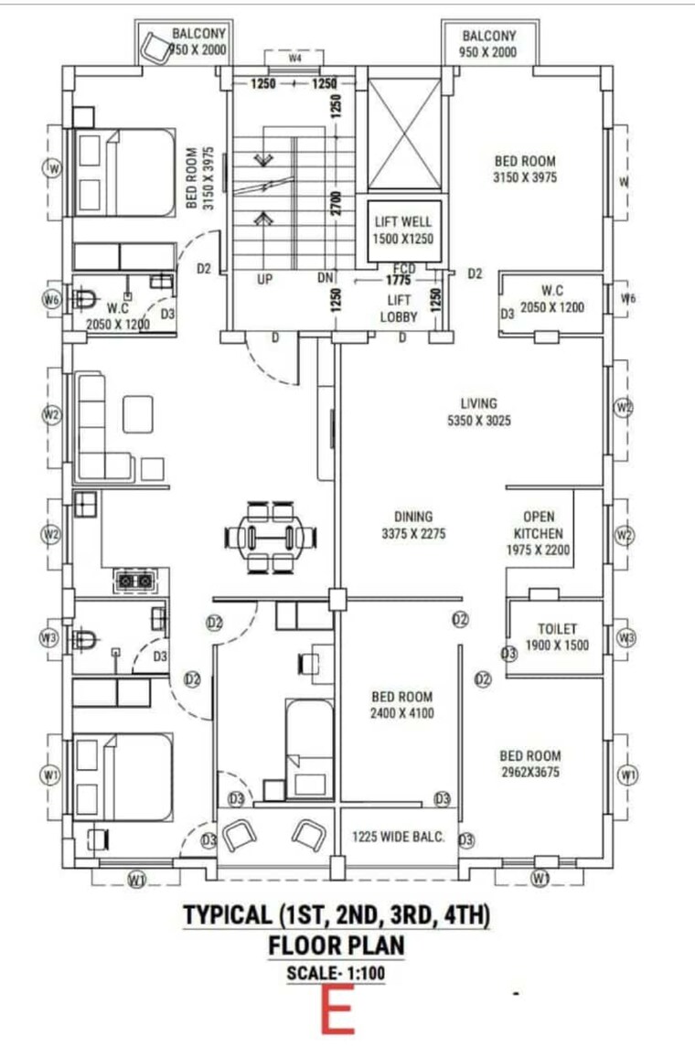 Floor Plan, new town 2.5 Bedroom 1250 Sq.Ft. Apartment In New Town Kolkata 8623101