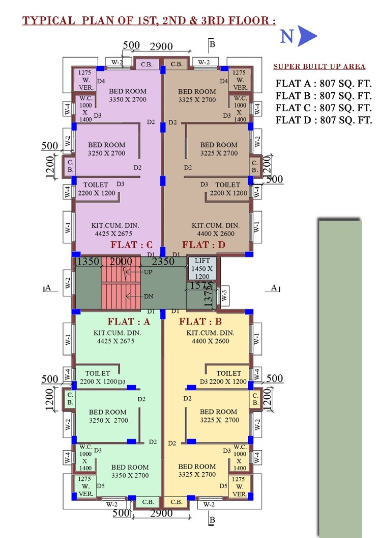 Floor Plan, behala chowrasta 2 Bedroom 807 Sq.Ft. Apartment In Behala Chowrasta Kolkata 8626506