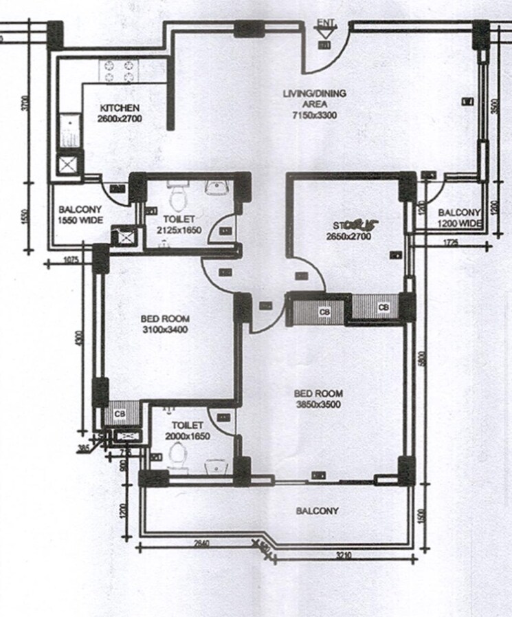 Floor Plan, sushant golf city 3 Bedroom 1500 Sq.Ft. Apartment In Sushant Golf City Lucknow 8626129
