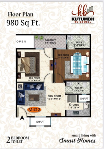Floor Plan in 2 BHK Builder Floor at Upsidc Site C – for Sale