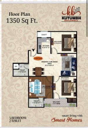 Floor Plan in 3 BHK Builder Floor at Upsidc Site C – for Sale