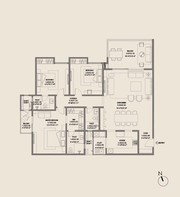 Floor Plan in 3 BHK Apartment at Assetz Trees And Tandem, Dommasandra – for Sale