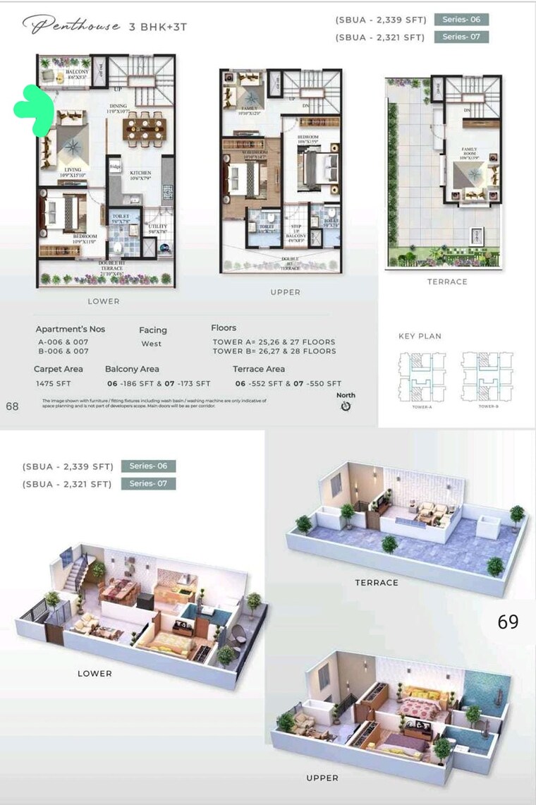 Floor Plan, sbr-minara 3 Bedroom 2321 Sq.Ft. Penthouse In Seegehalli Bangalore 8626865