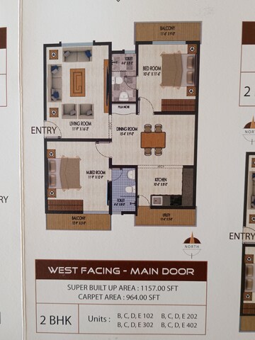 Floor Plan in 2 BHK Apartment at Saiven Silver Oaks, Volagerekallahalli – for Sale