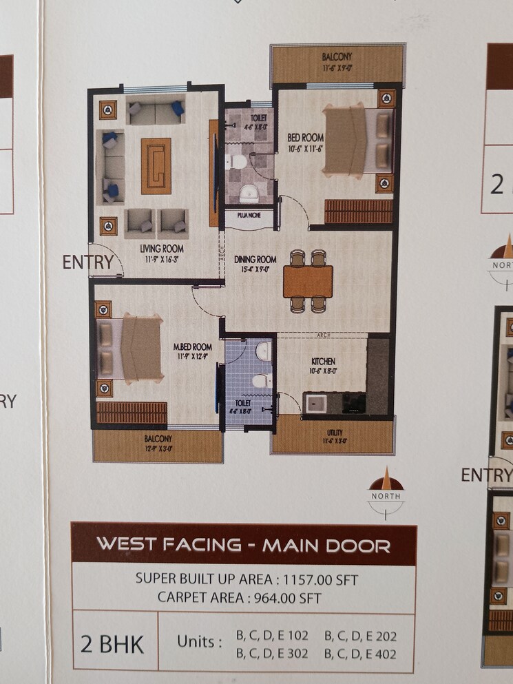 Floor Plan, saiven-silver-oaks 2 Bedroom 1157 Sq.Ft. Apartment In Volagerekallahalli Bangalore 8628999