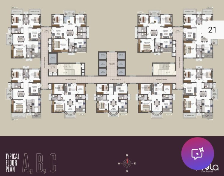 Floor Plan, team-4-nyla 3 Bedroom 1710 Sq.Ft. Apartment In Miyapur Hyderabad 8631703