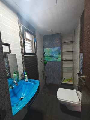 Bathroom in 3 BHK Apartment at Seawoods – for Rent