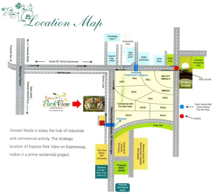 Map Location, nimbus-express-park-view-ii 2 Bedroom 1057 Sq.Ft. Apartment In Chi V Greater Noida Greater Noida 8632235